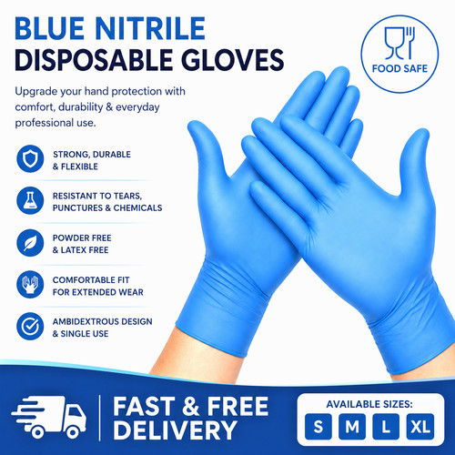 100 blue disposable nitrile - 100,
