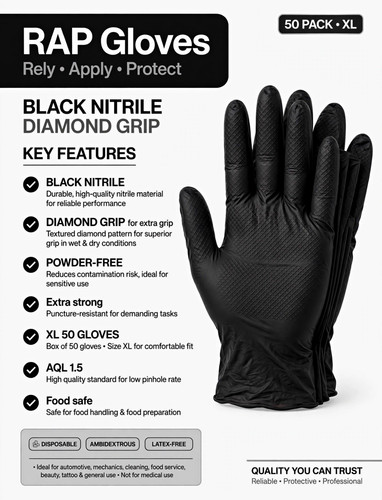 Rap gloves black nitrile - gloves,