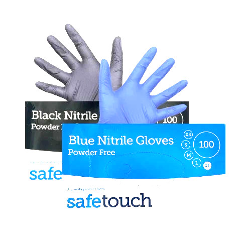 Black blue nitrile gloves - black,