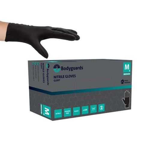 Black nitrile gloves - black,