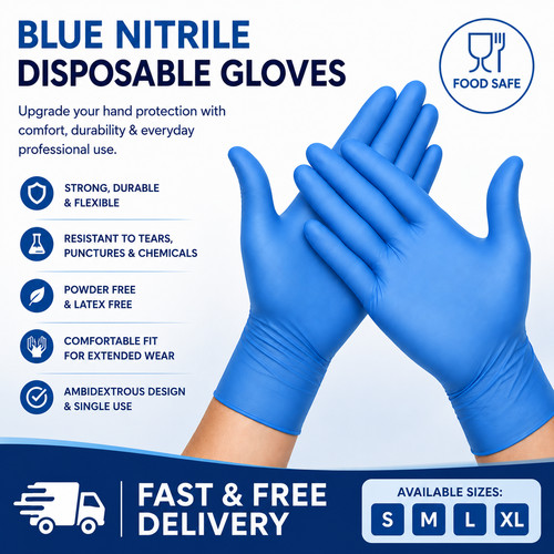 100 blue disposable nitrile - blue,